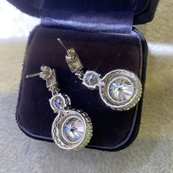 Certified 12ct. t.w. Moissanite Diamond Drop Earrings NEW - Picture 4 of 10